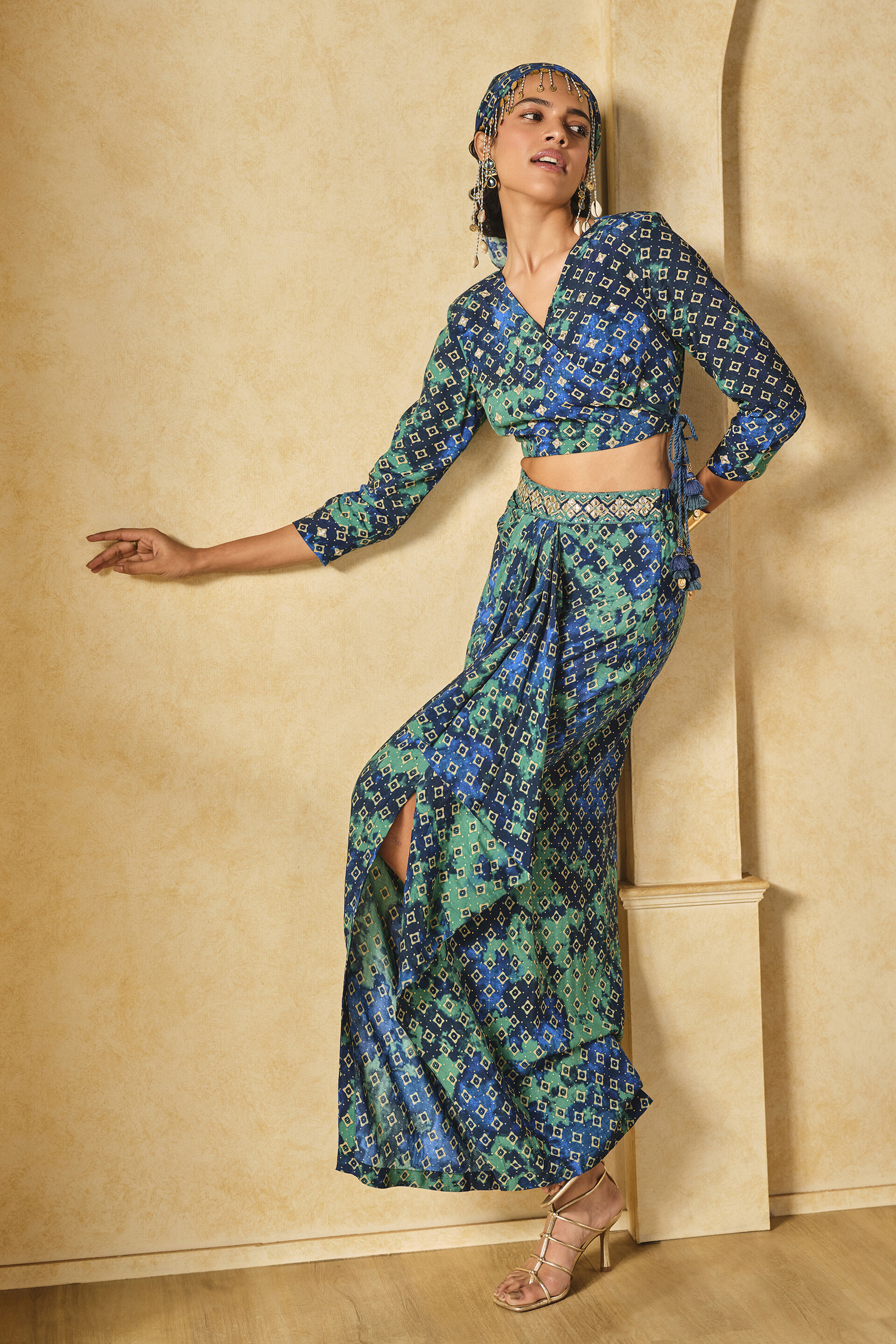 Blue Reef Top and Pleated Skirt Set, Blue, image 9